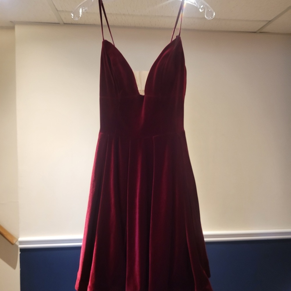 Sherri Hill Deep Red Velvet Mini Dress